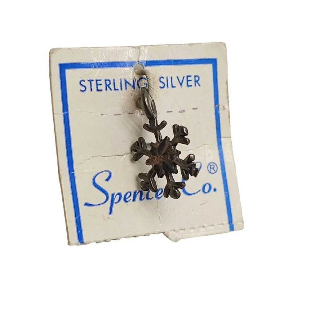 Spencer Co 925 Sterling Silver Snowflake Charm Pendant Vintage Needs Polish